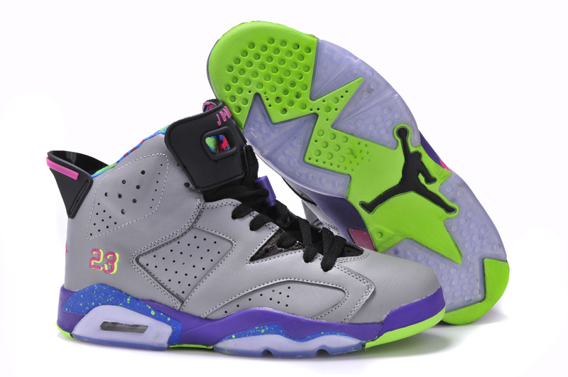 Air Jordan 6 Mens Shoes Gray/Viole/Green/Black Online